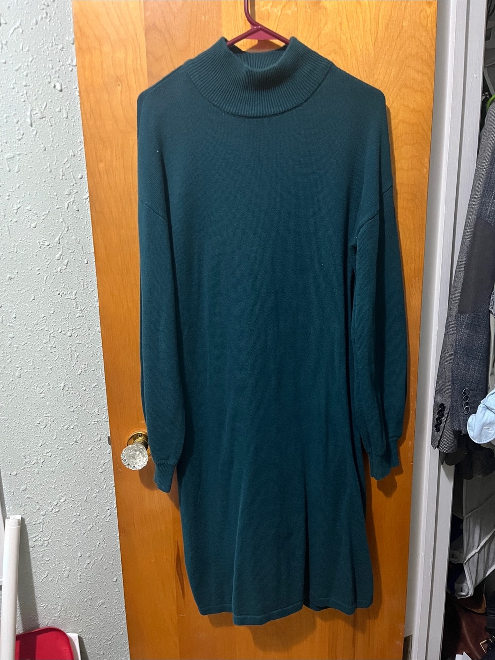 dip Deep Teal Long-Sleeve Turtleneck Dress